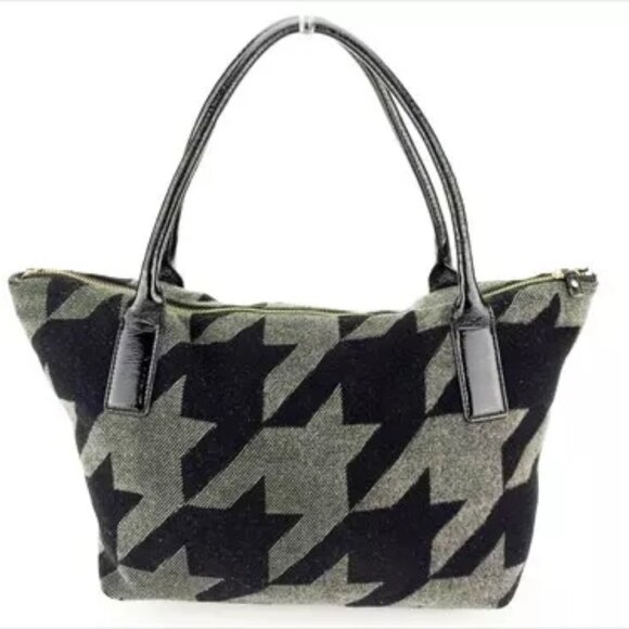 Kate Spade Tote bag Black Grey Enamel leather felt unisex Authentic